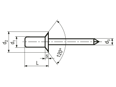 Technical drawing with dimensions of POP® AK...SSH - Sealing blind rivets IMEX countersunk head