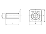 带尺寸的技术图：bigHead® M1/B15 - 与螺柱压焊 正方形头 15 x 15 mm