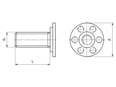 Technical drawing with dimensions of bigHead® SM1/B23 - Fastener with threaded stud round head Ø 23 mm