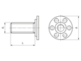 Technical drawing with dimensions of bigHead® M1/B30 - Fastener with threaded stud round head Ø 30 mm