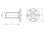 Technical drawing with dimensions of bigHead® M1/B30 - Fastener with threaded stud round head Ø 30 mm