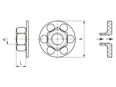 Technical drawing with dimensions of bigHead® SF1/S23 - Fastener with nut round head Ø 23 mm sighted