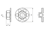Technical drawing with dimensions of bigHead® SF1/S23 - Fastener with nut round head Ø 23 mm sighted