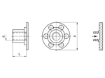 Technical drawing with dimensions of bigHead® F2/B20 - Fastener with threaded collar round head Ø 20 mm blind