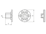 带尺寸的技术图：bigHead® F2/B23 - 与内螺纹套管压焊 圆形头 Ø 23 mm 盲孔型