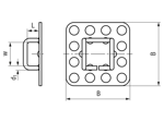 带尺寸的技术图：bigHead® SB32 - 与线缆夹压焊 正方形头 32 X 32 mm
