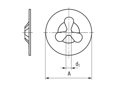 Technical drawing with dimensions of bigHead® S3 - Spring Clips fixing aid for pins and nails