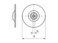 Technical drawing with dimensions of bigHead® S6 - Spring Clips fixing aid for pins and nails
