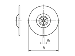 Technical drawing with dimensions of bigHead® S6 - Spring Clips fixing aid for pins and nails