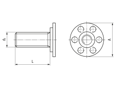 Technical drawing with dimensions of bigHead® SM1/B20 - Fastener with threaded stud round head Ø 20 mm
