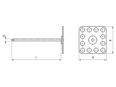 Technical drawing with dimensions of bigHead® SM5/B32 - Fastener with nail square head 32 x 32 mm