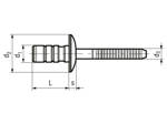 Technical drawing with dimensions of AVDEL® Stavex® BS01 - Blind rivets Multigrip dome head