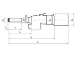 带尺寸的技术图：KOENIG EXPANDER® EXTOOL 030 - 液压气动安装工具 无抢嘴，带有心轴收集装置， 适用于HK, SK/SKC, LK型密封堵头