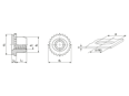 Technical drawing with dimensions of PEM® FE/FEO - Miniatur self-clinching nuts for metallic materials