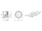 Technical drawing with dimensions of PEM® CFN - Miniatur self-clinching lock nuts for metallic materials