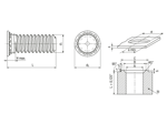 Technical drawing with dimensions of PEM® FHP - Self-clinching threaded studs with UNF thread, for stainless steel and metallic materials