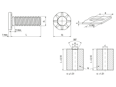 Technical drawing with dimensions of PEM® HFE - Self-clinching threaded studs for metallic materials