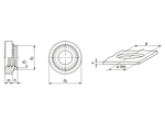 Technical drawing with dimensions of PEM® SMPS - Miniatur self-clinching nuts with UNC thread, for metallic materials