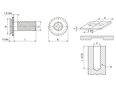 Technical drawing with dimensions of PEM® CHA/CFHA - Self-clinching threaded studs for invisible installation, for metallic materials