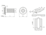Technical drawing with dimensions of PEM® CHA/CFHA - Self-clinching threaded studs for invisible installation, for metallic materials