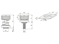 Technical drawing with dimensions of PEM® PF31/PF32 - Self-clinching captive panel screws with slotted head, for metallic materials