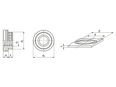 带尺寸的技术图：PEM® ReelFast® SMTKF2 - 表面贴装螺母 带贴片，载带包装用于印刷电路板