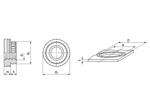 Technical drawing with dimensions of PEM® ReelFast® SMTKF2 - Surface mount nuts with adhesive patch, on tape for PC boards