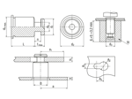 Technical drawing with dimensions of PEM® KEYHOLE® SKC - Self-chlinching standoffs for metallic materials