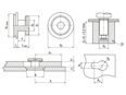 Technical drawing with dimensions of PEM® KEYHOLE® SKC-F - Sheet joining fasteners for metallic materials