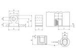 Technical drawing with dimensions of PEM® R'ANGLE® RAS - Self-clinching right-angle fasteners for metallic materials