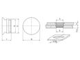 Technical drawing with dimensions of PEM® SpotFast® SFP - Self-clinching fasteners for stainless steel and metallic materials