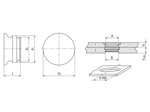 Technical drawing with dimensions of PEM® SpotFast® SFP - Self-clinching fasteners for stainless steel and metallic materials