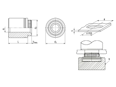 Technical drawing with dimensions of PEM® KFSE - Broaching standoffs with through-hole, inch-version, for PC boards and other plastics