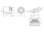 Technical drawing with dimensions of PEM® KFSE - Broaching standoffs with through-hole, inch-version, for PC boards and other plastics