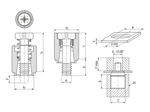 Technical drawing with dimensions of PEM® PFC4 - Self-clinching captive panel screws with phillips pan head form H, with UNC thread, for metallic materials