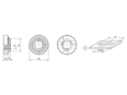 Technical drawing with dimensions of PEM® SL - Self-clinching lock nuts with UNF thread, for metallic materials