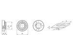 Technical drawing with dimensions of PEM® SL - Self-clinching lock nuts with UNF thread, for metallic materials
