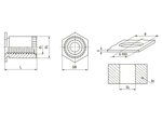 Technical drawing with dimensions of PEM® SOSG - Grounding standoffs for metallic materials