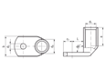 Technical drawing with dimensions of Klauke® R - Compression cable lugs angle type 90°
