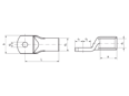 带尺寸的技术图：Klauke® R - Tubular cable lugs standard type, without inspection hole