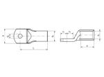 带尺寸的技术图：Klauke® R - Tubular cable lugs standard type, without inspection hole