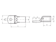 Technical drawing with dimensions of Klauke® MS - Tubular cable lugs standard type, with inspection hole