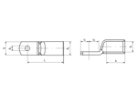 Technical drawing with dimensions of Klauke® SG - Tubular cable lugs with small tab