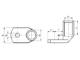 带尺寸的技术图：Klauke® R - 管状线缆接头 90°角