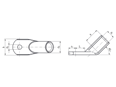 Technical drawing with dimensions of Klauke® R - Tubular cable lugs Angle 45°