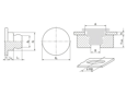 Technical drawing with dimensions of PEM® microPEM® TackPin® TA - Self-clinching fasteners for metallic materials
