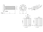 带尺寸的技术图：PEM® HF109 - 压铆螺钉 用于金属材质