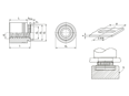 Technical drawing with dimensions of PEM® KFB3 - Self-clinching threaded standoffs for PC boards and other plastics