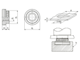 Technical drawing with dimensions of PEM® KFS2 - Self-clinching nuts with UNC thread, for PC boards, other plastics and aluminum