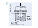Assembly illustration for PEM® PEMFLEX® LKS - Self-clinching lock nuts with UNC thread, for metallic materials